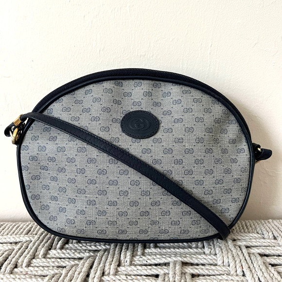 GUCCI GG Plus Navy Canvas and Leather Crossbody Bag - Picture 1 of 16
